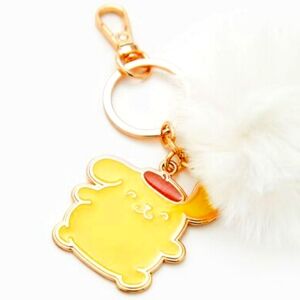 Sanrio Hello Kitty Pompompurin PomPom Bag Charm Yellow Keychain + Fluffy Pom Pom